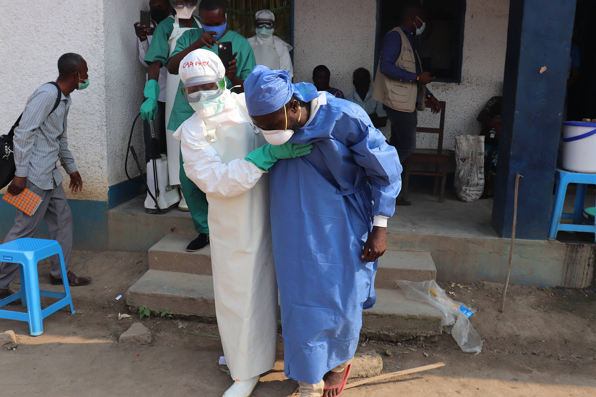 DRC_Mussa-Kachunga-Stanis---0R_01.18.2021 Health workers conduct simulation exercises where they interact with a patient with a suspected case of Ebola.