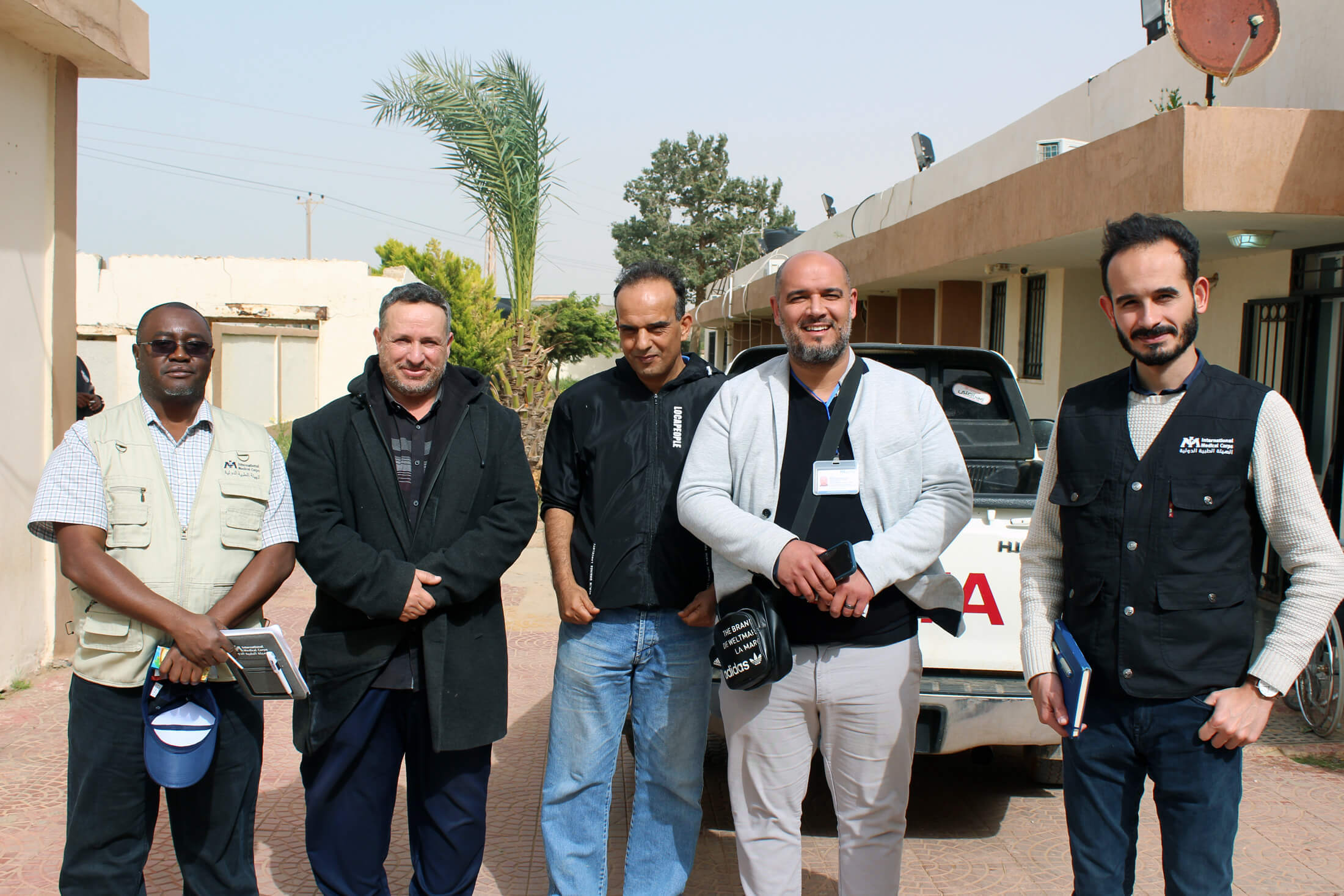 Somalia Deputy Country Director Njoroge Kamau, Tokra PHC manager, Field Site Manager Abdelmeneim Eldinali, Medical Coordinator Ahmed Shafter, Country Director Talal Burnaz.