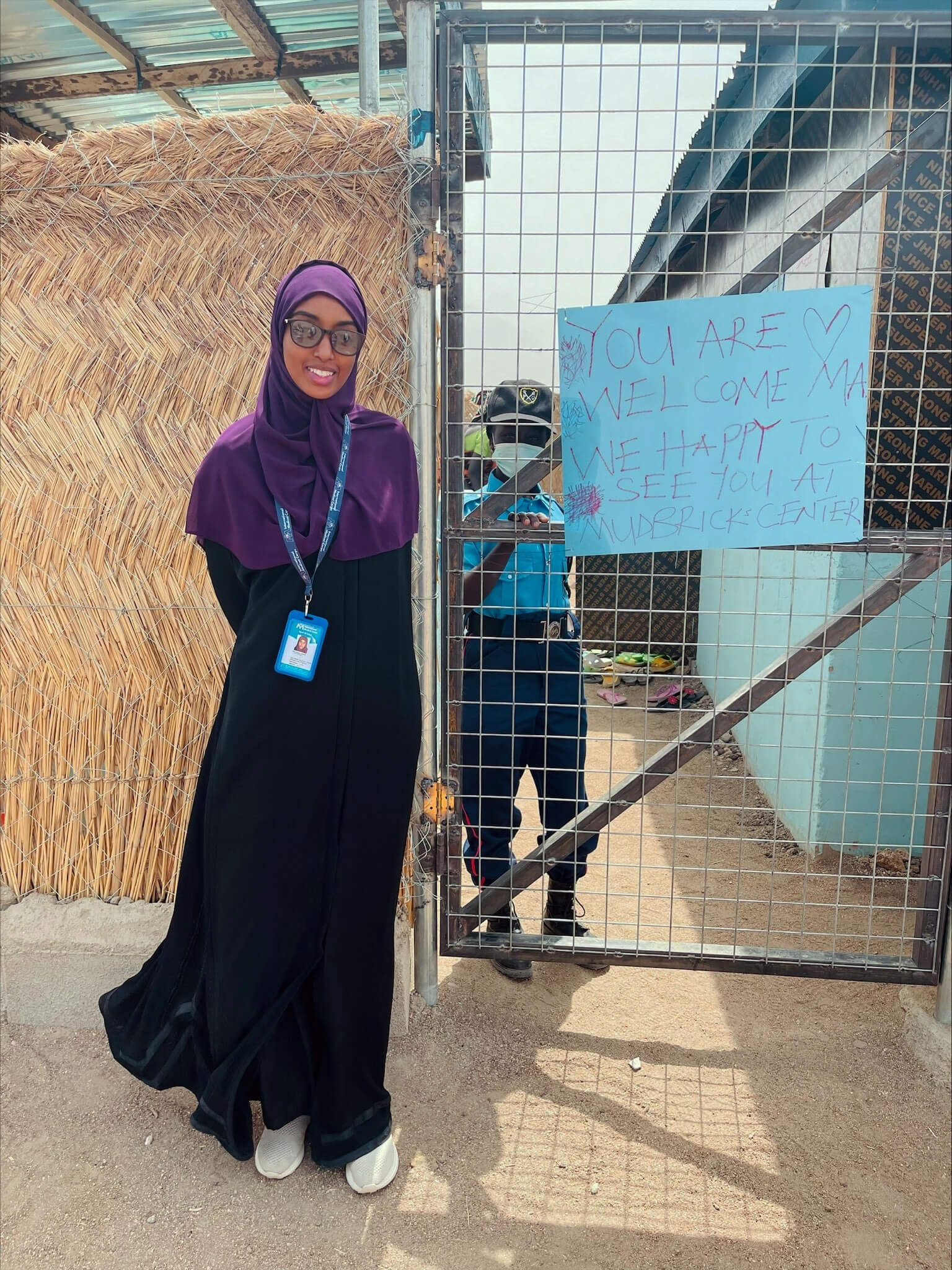 NIGERIA_Photo-1 Hiba Hassan Ahmed, Somalia GBV Coordinator, is welcomed to the Mudbrick women’s and girls’ safe space in Pulka, Nigeria.