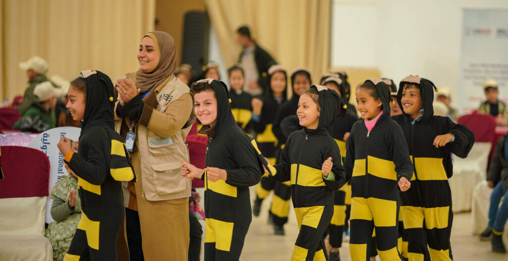 Children participate in the Child Protection Service Delivery Event in Gaza, Palestine