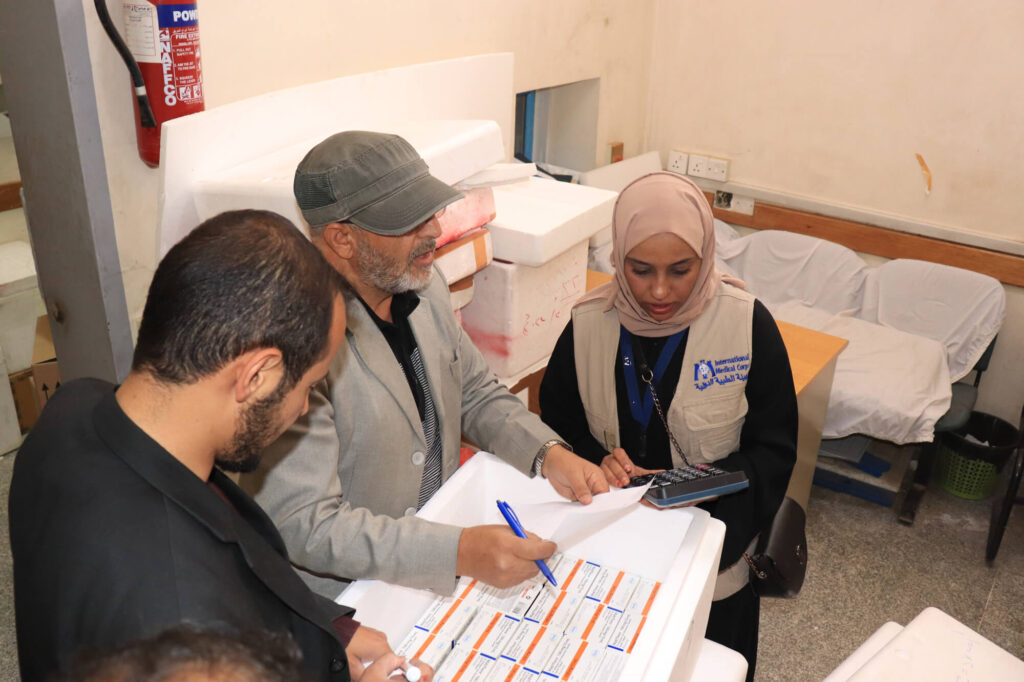 Nebras working International Medical Corps office in Sana’a.
