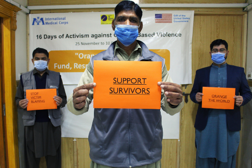 SSYIR2020_16 Days International Medical Corps' staff display their support for the 16 Days campaign.
